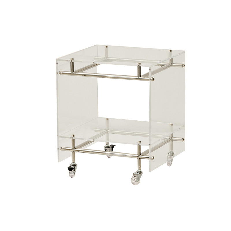 Acrylic End Table Metal Accent Side Table for Living Room with Wheels