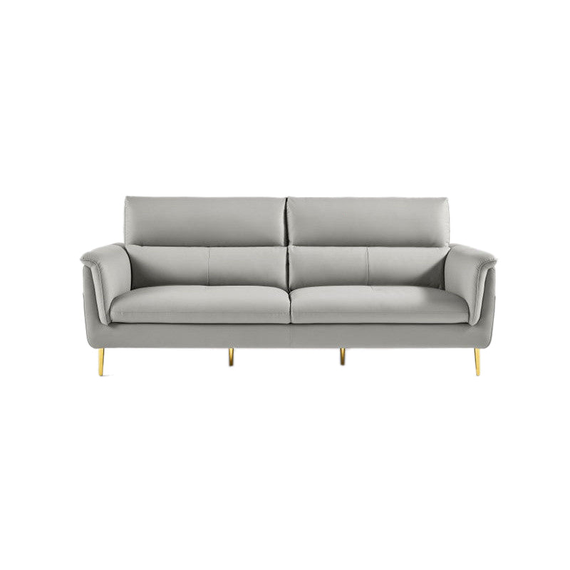 Contemporary Genuine Leather Sewn Pillow Back Sofa For Living Room