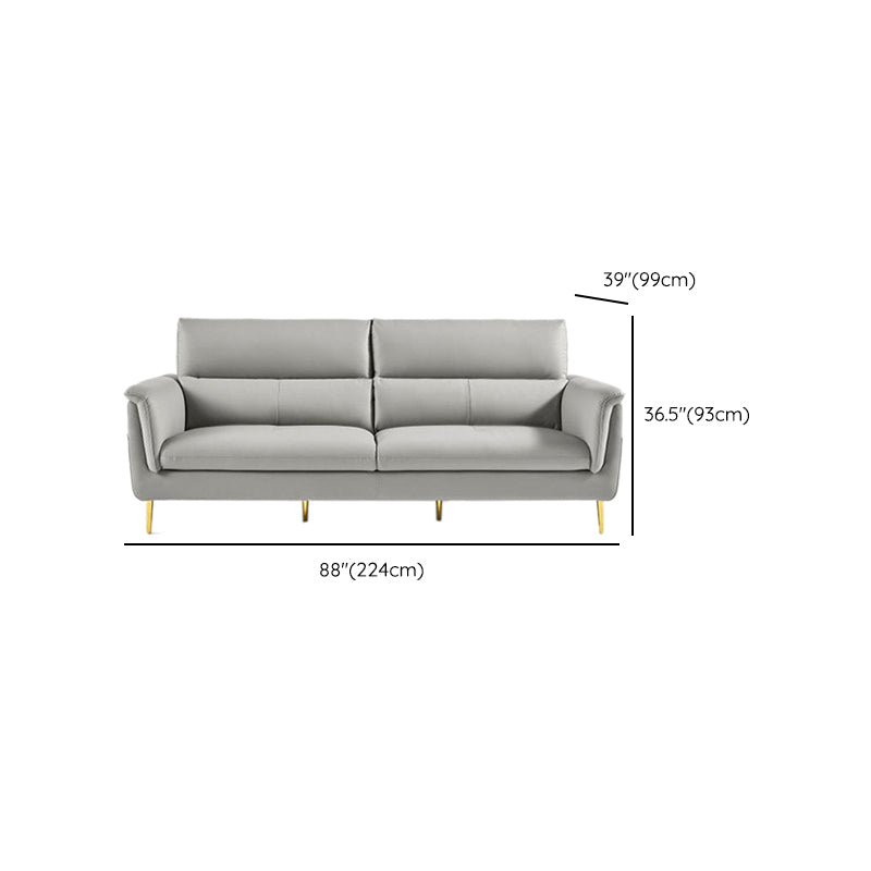 Contemporary Genuine Leather Sewn Pillow Back Sofa For Living Room
