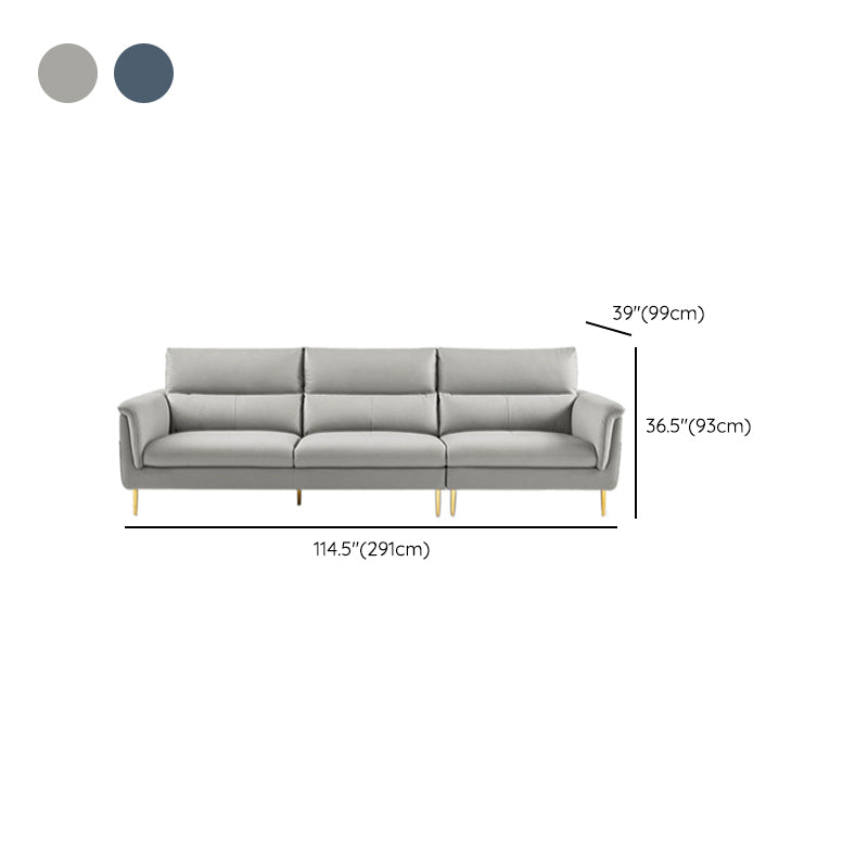 Contemporary Genuine Leather Sewn Pillow Back Sofa For Living Room