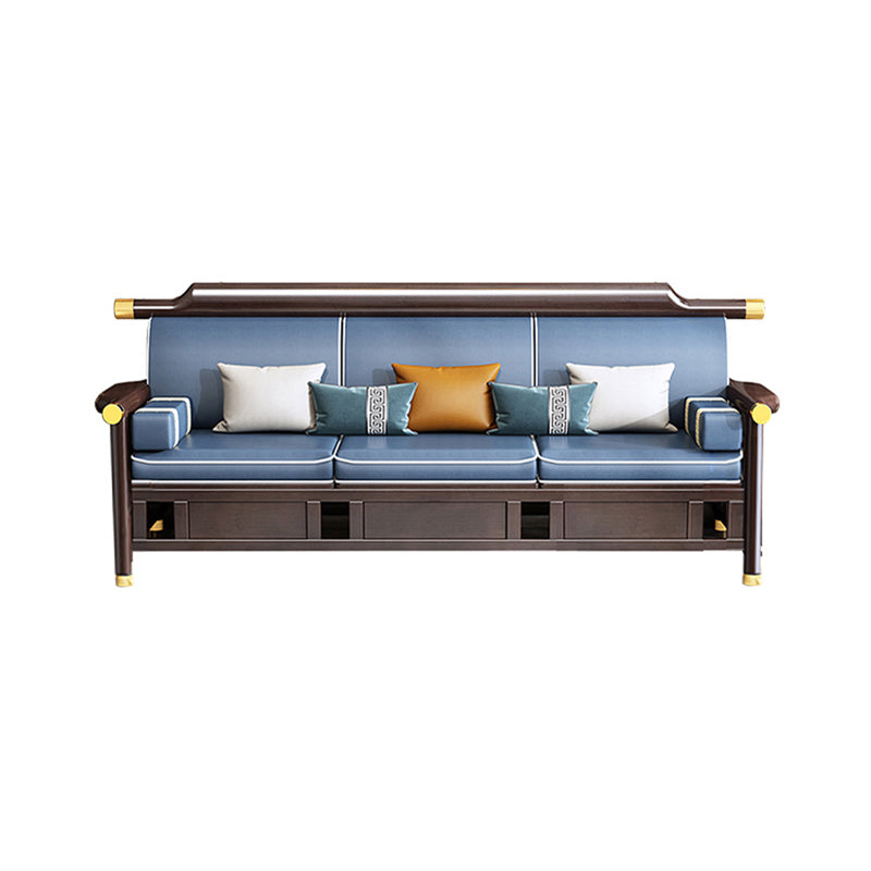 Contemporary Style Wood Frame Faux Leather Sofa For Living Room