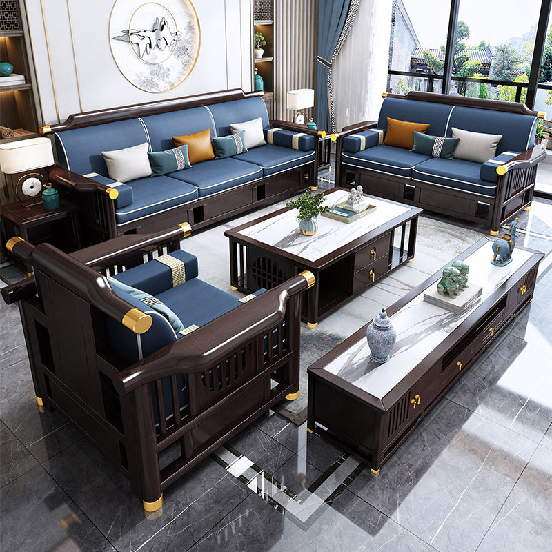 Contemporary Style Wood Frame Faux Leather Sofa For Living Room