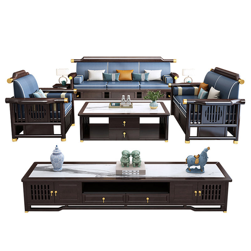 Contemporary Style Wood Frame Faux Leather Sofa For Living Room