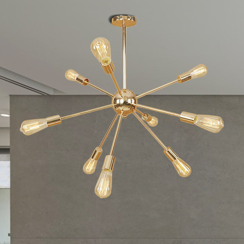 Copper/Chrome 9/12 Lights Chandelier Lamp Retro Stylish Metal Sputnik Ceiling Pendant Light over Table