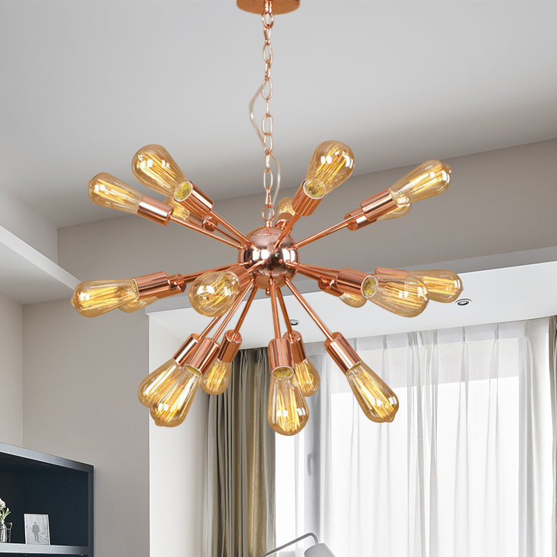 18/21 Lights Iron Chandelier Light Farmhouse Copper/Gold Finish Sputnik Ceiling Fixture for Dining Room
