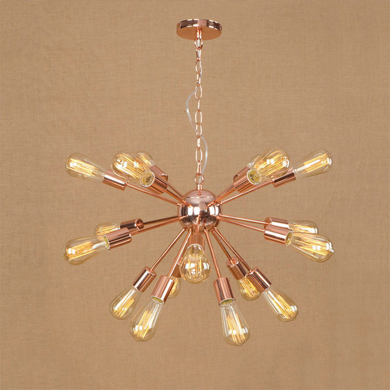 18/21 Lights Iron Chandelier Light Farmhouse Copper/Gold Finish Sputnik Ceiling Fixture for Dining Room