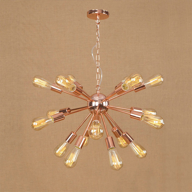 18/21 Lights Iron Chandelier Light Farmhouse Copper/Gold Finish Sputnik Ceiling Fixture for Dining Room