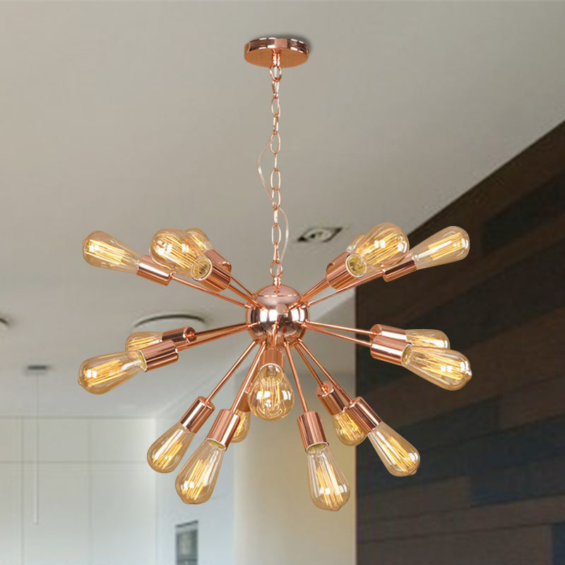 18/21 Lights Iron Chandelier Light Farmhouse Copper/Gold Finish Sputnik Ceiling Fixture for Dining Room