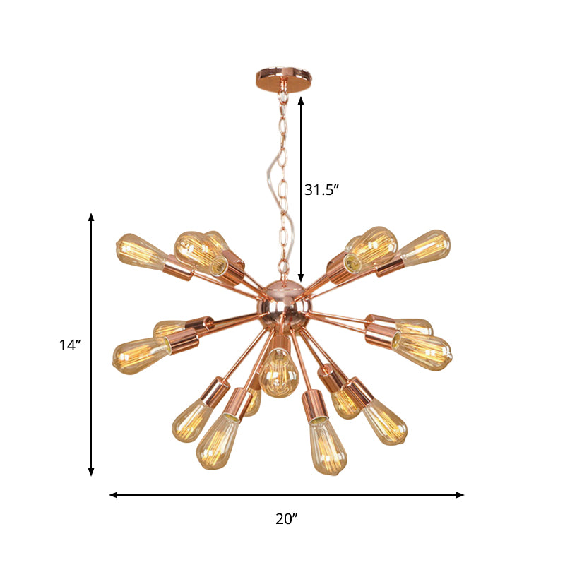 18/21 Lichter Eisen Kronleuchter Licht Bauernhaus Kupfer/Gold Finish Sputnik Deckenleuchte für Esszimmer