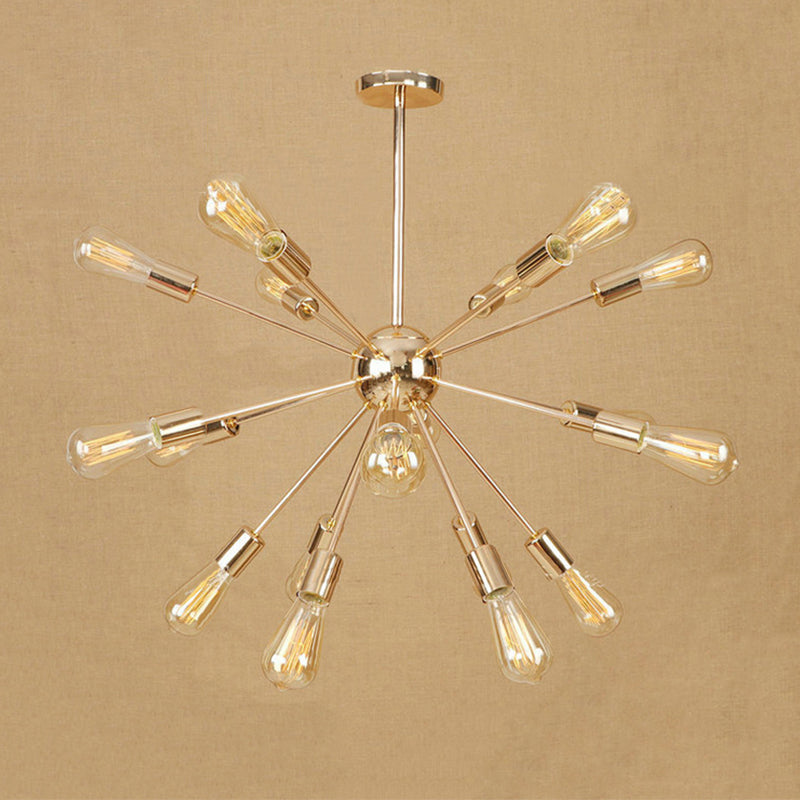 18/21 Lights Iron Chandelier Light Farmhouse Copper/Gold Finish Sputnik Ceiling Fixture for Dining Room