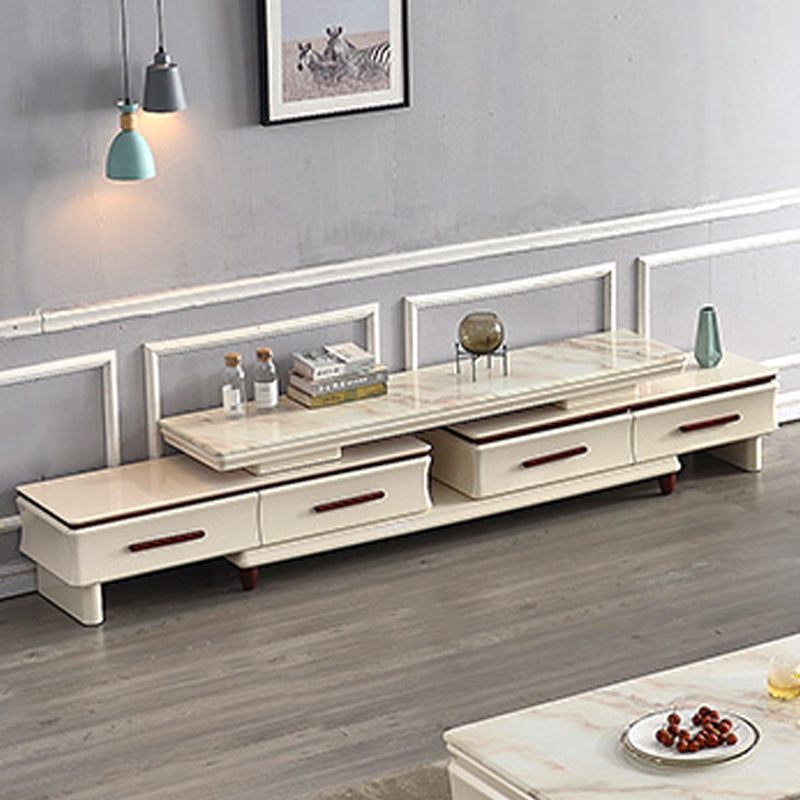 Contemporary TV Media Console Stone Stand Console with 4 Drawers