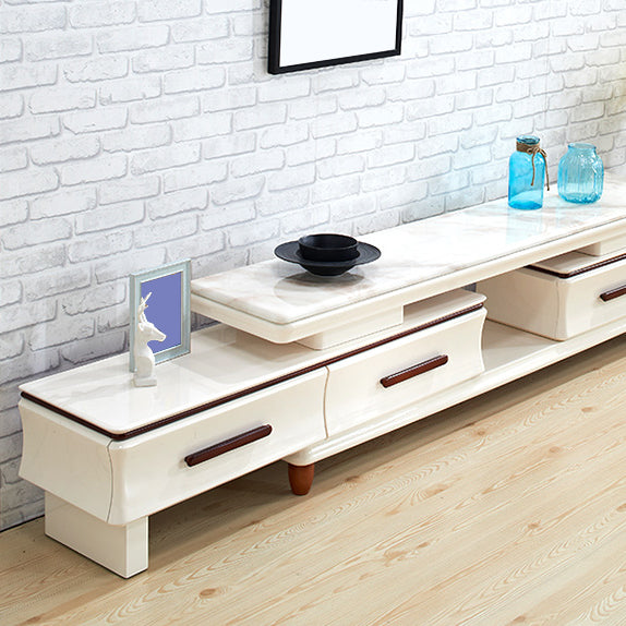 Contemporary TV Media Console Stone Stand Console with 4 Drawers