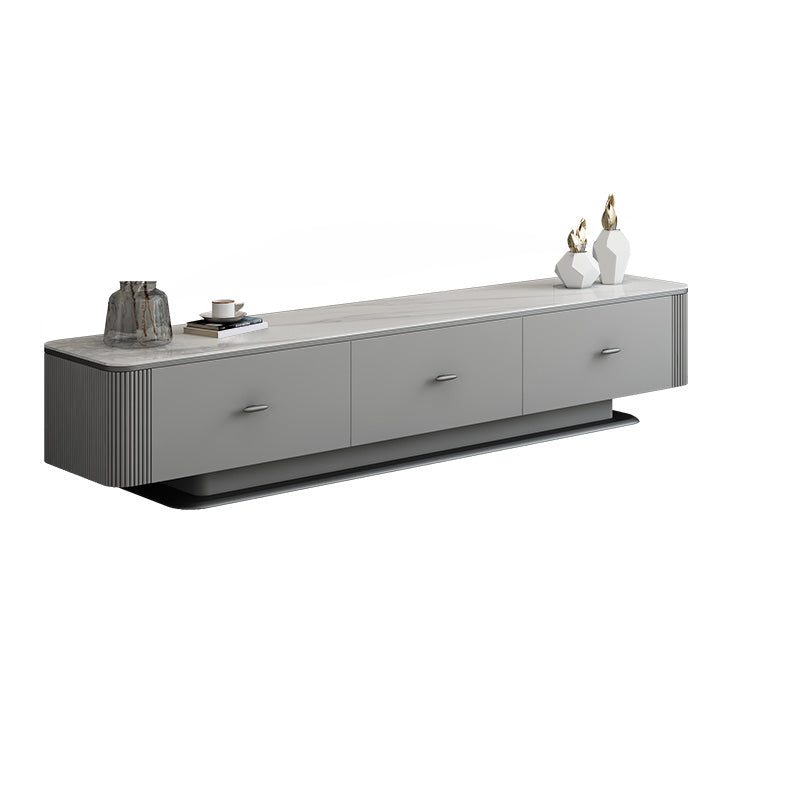 Contemporary TV Media Console Stone Stand Console with 3 Drawers