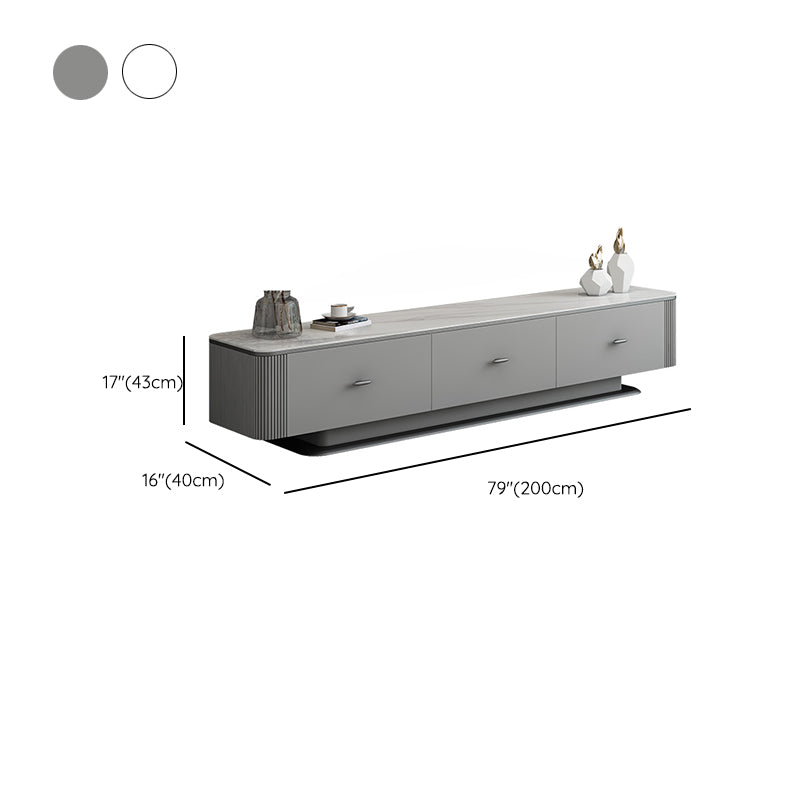 Contemporary TV Media Console Stone Stand Console with 3 Drawers