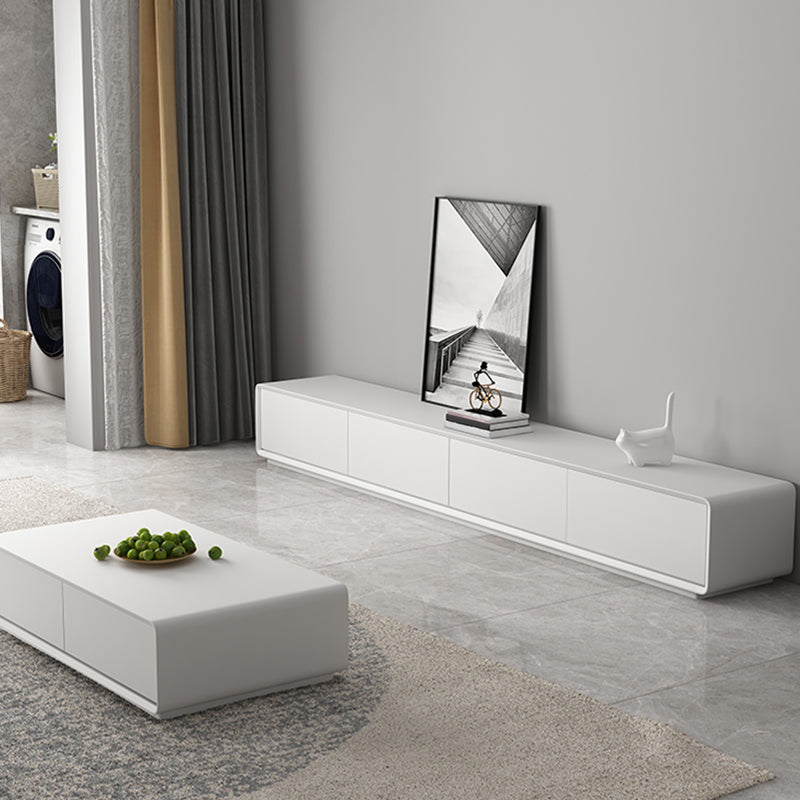 Contemporary TV Media Console White TV Stand Console with Drawers