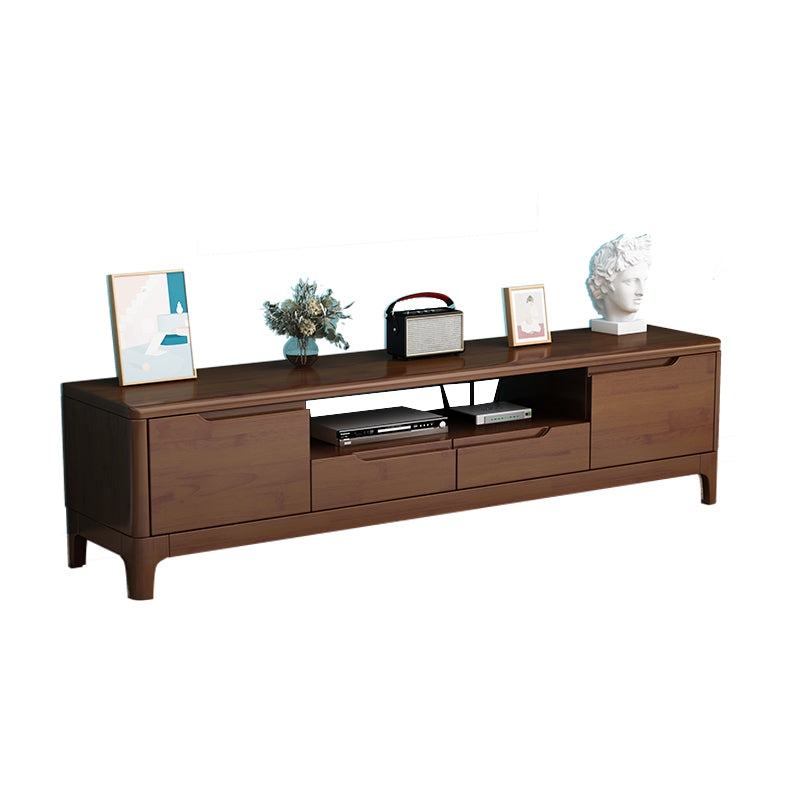 Open Storage TV Media Console Solid Wood TV Stand Console with Drawers