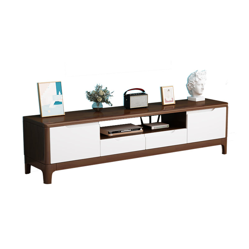 Open Storage TV Media Console Solid Wood TV Stand Console with Drawers