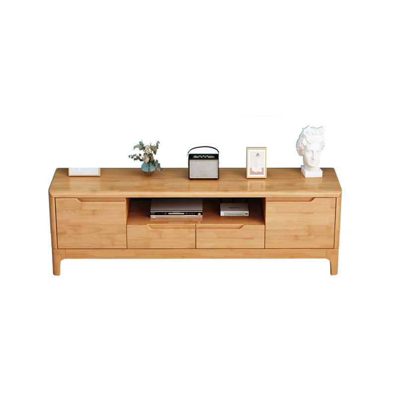 Open Storage TV Media Console Solid Wood TV Stand Console with Drawers