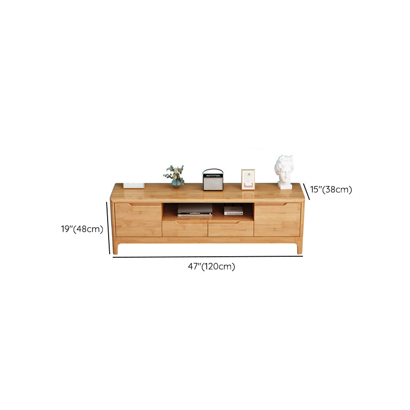 Open Storage TV Media Console Solid Wood TV Stand Console with Drawers