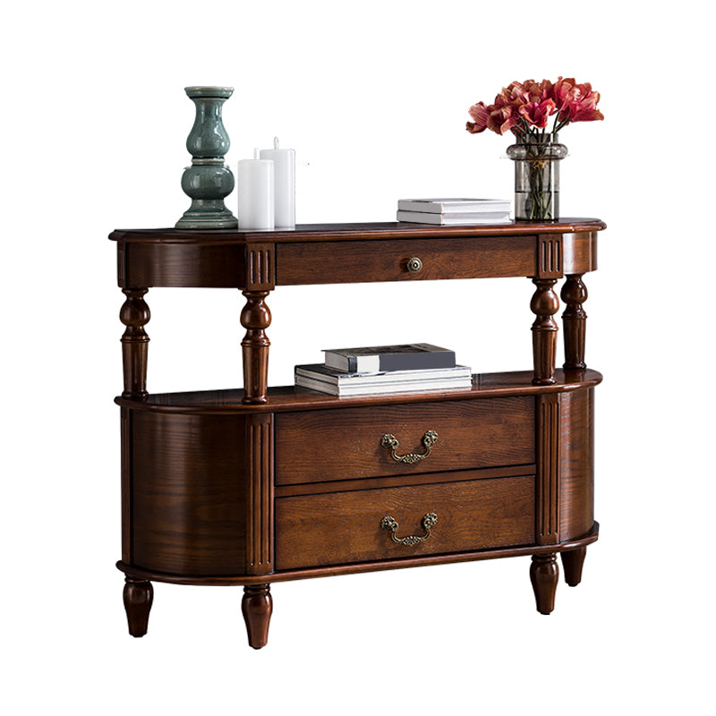 Half Moon Shape Contemporary Console Table Brown/Grey Console Sofa Table