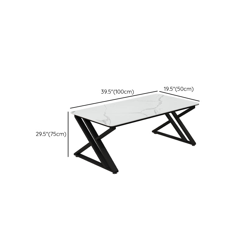 Industrial Stone Sled Writing Desk Rectangular Metal Office Desk