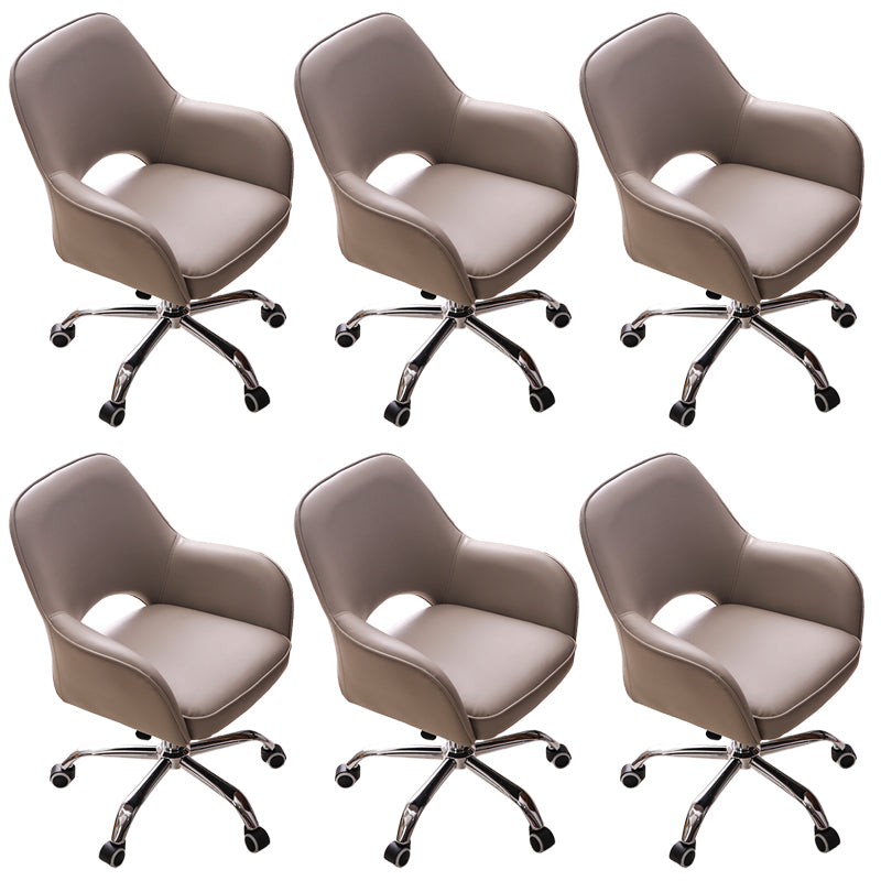 Contemporary Armless Office Chair Leather Distressing Ergonomic Desk Chair with Wheels