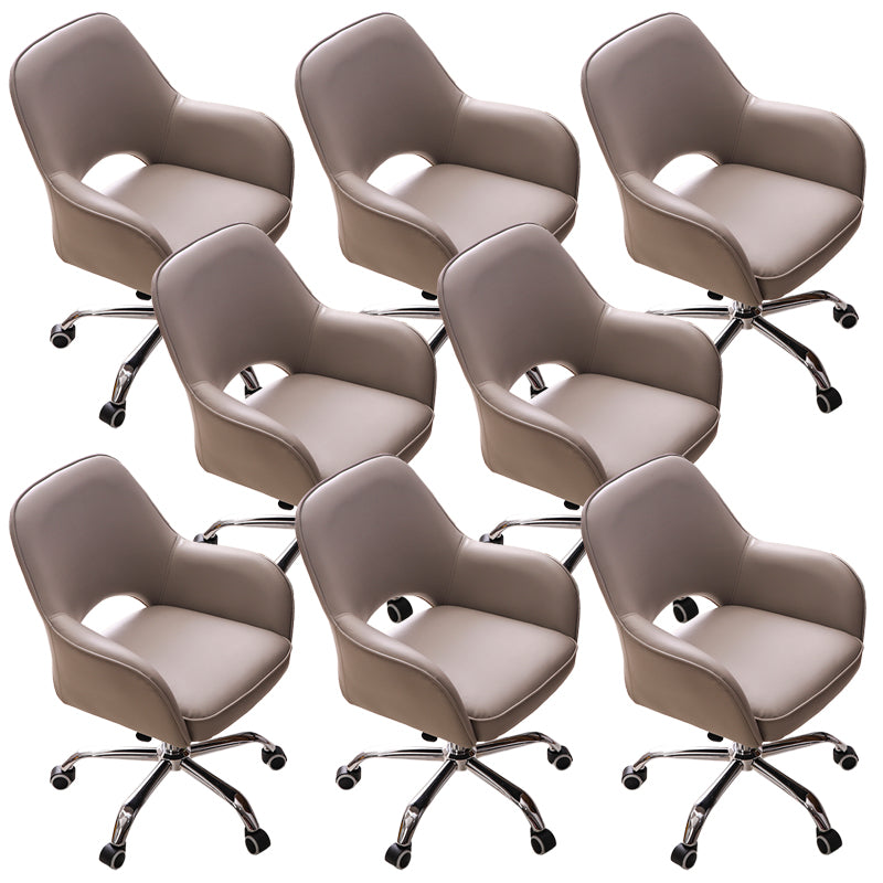 Contemporary Armless Office Chair Leather Distressing Ergonomic Desk Chair with Wheels