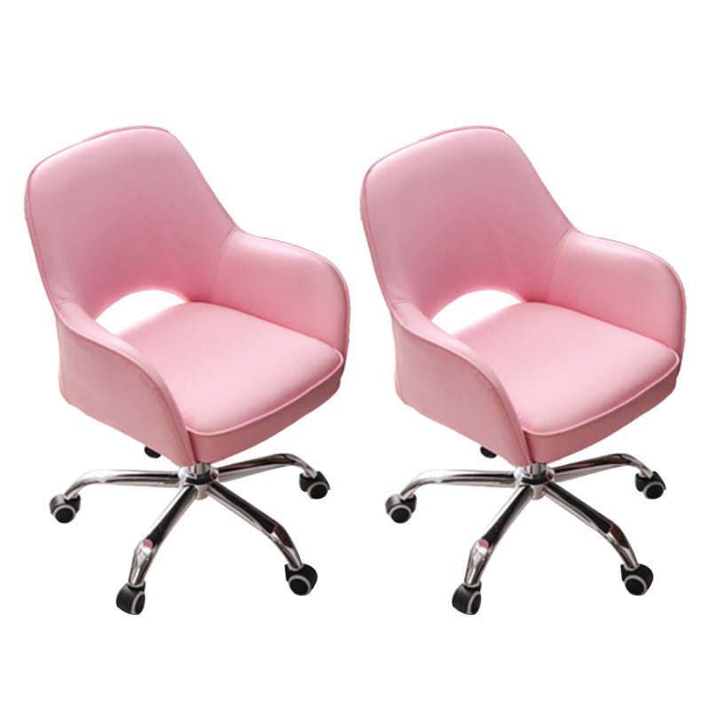 Contemporary Armless Office Chair Leather Distressing Ergonomic Desk Chair with Wheels