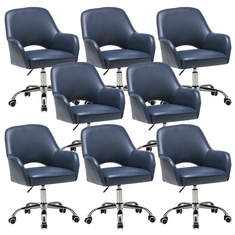 Contemporary Armless Office Chair Leather Distressing Ergonomic Desk Chair with Wheels