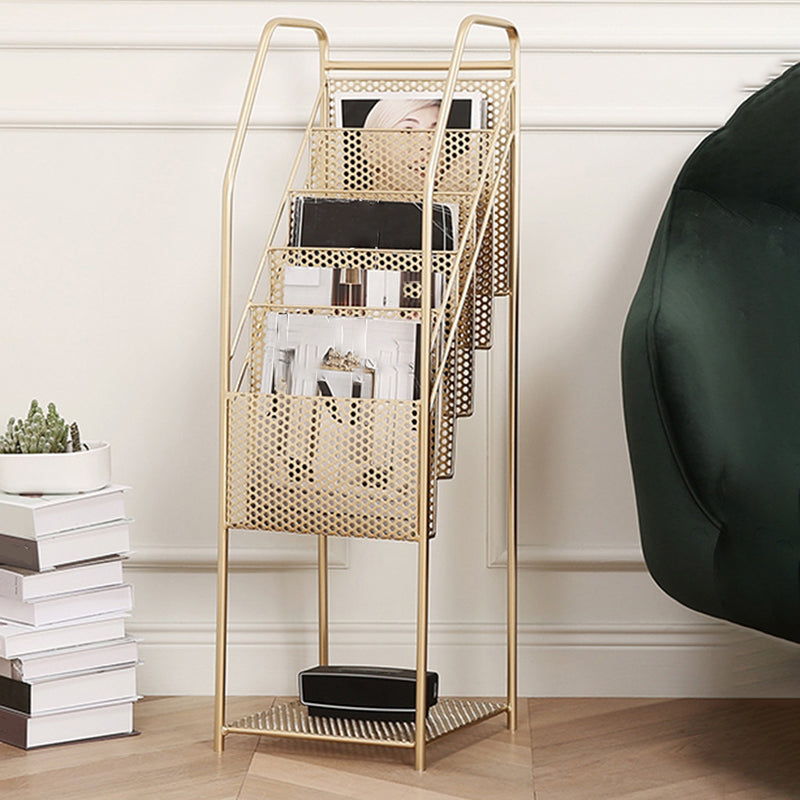 Modern Style Vertical Metal Bookshelf Closed Back Bookcase with Shelves