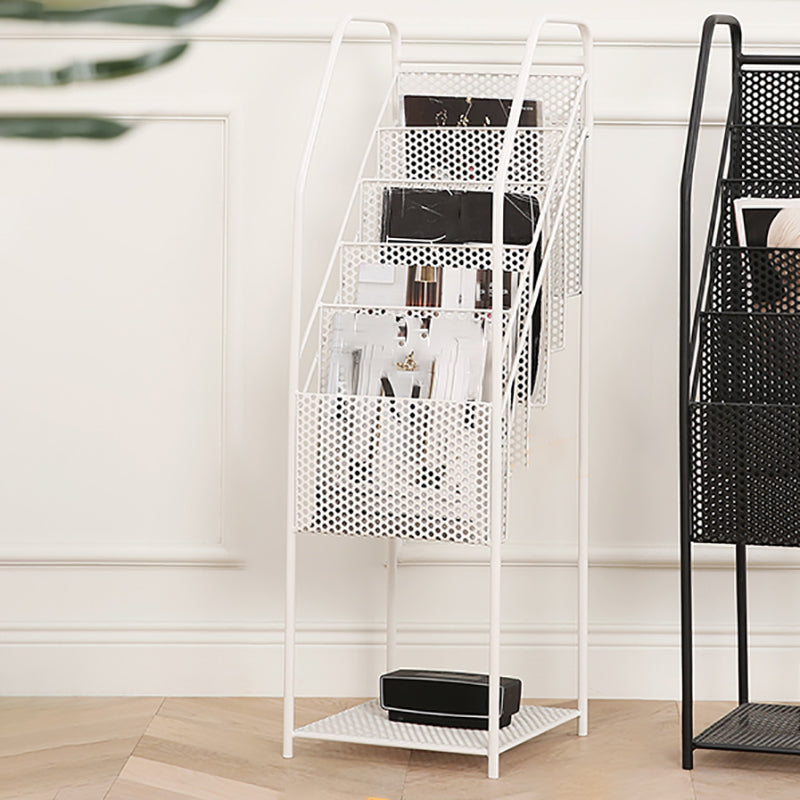 Modern Style Vertical Metal Bookshelf Closed Back Bookcase with Shelves