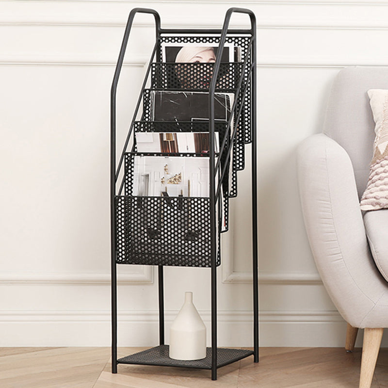 Modern Style Vertical Metal Bookshelf Closed Back Bookcase with Shelves