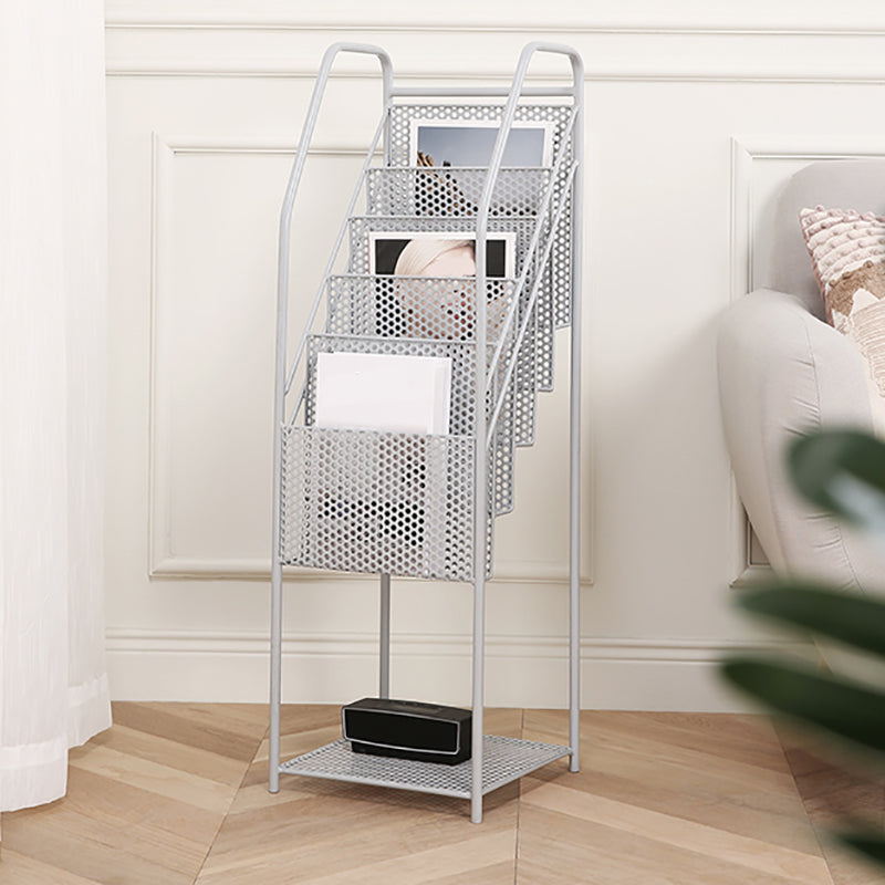 Modern Style Vertical Metal Bookshelf Closed Back Bookcase with Shelves