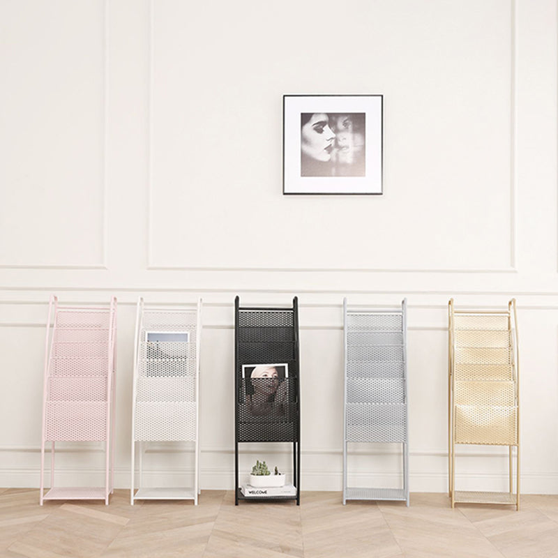 Modern Style Vertical Metal Bookshelf Closed Back Bookcase with Shelves