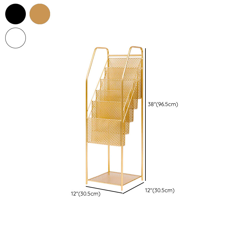 Modern Style Vertical Metal Bookshelf Closed Back Bookcase with Shelves