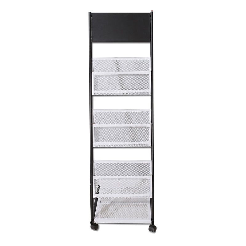 Contemporary Vertical Metal Bookshelf Closed Back Bookcase with Shelves