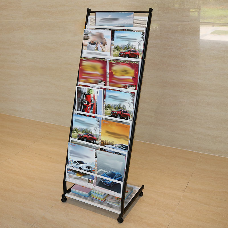 Contemporary Vertical Metal Bookshelf Closed Back Bookcase with Shelves