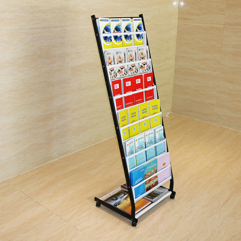 Contemporary Vertical Metal Bookshelf Closed Back Bookcase with Shelves