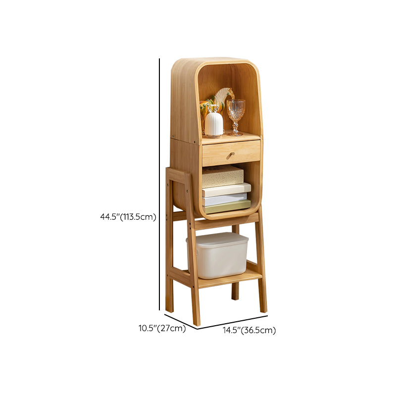 Vertical Contemporary Bamboo Bookcase Closed Back Bookshelf with Drawer