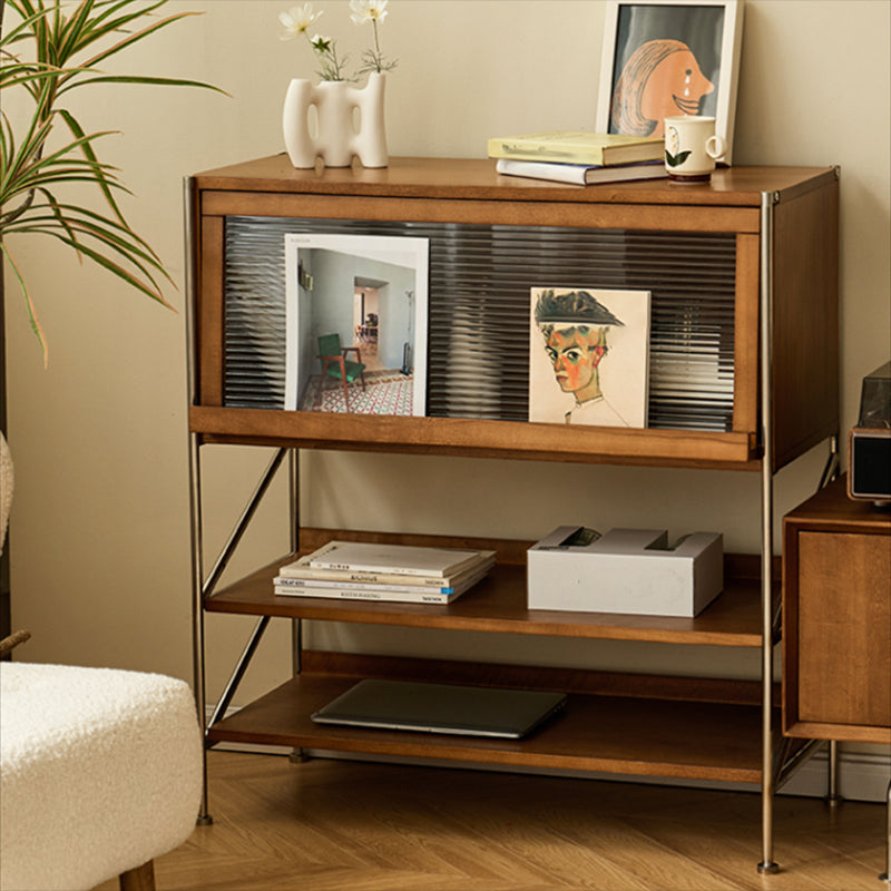 Modern Style Solid Wood Bookshelf Vertical Back Bookcase with Shelves