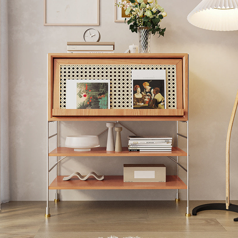 Modern Style Solid Wood Bookshelf Vertical Back Bookcase with Shelves