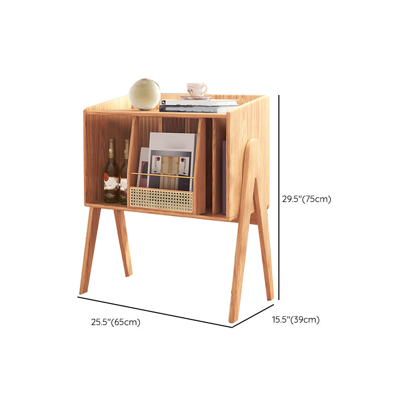 Modern Style Solid Wood Bookshelf Vertical Back Bookcase with Shelves