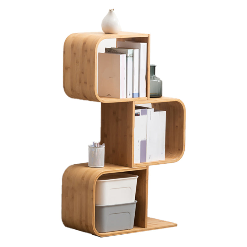 Vertical Contemporary Bamboo Bookcase Open Back Bookshelf for Home