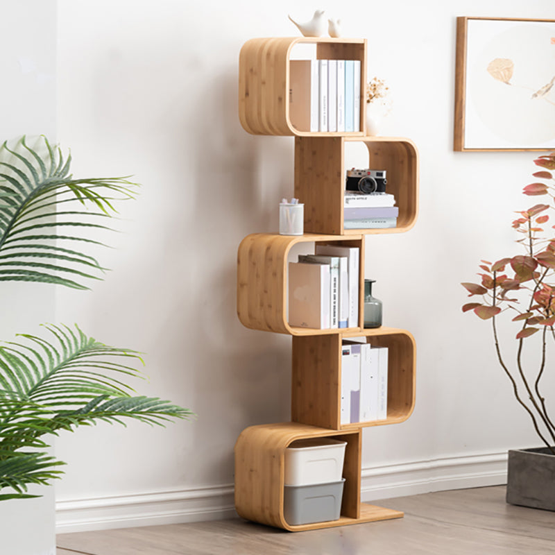 Vertical Contemporary Bamboo Bookcase Open Back Bookshelf for Home