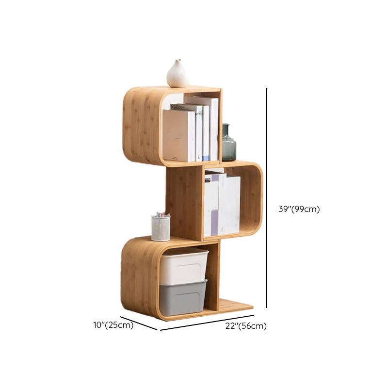 Vertical Contemporary Bamboo Bookcase Open Back Bookshelf for Home