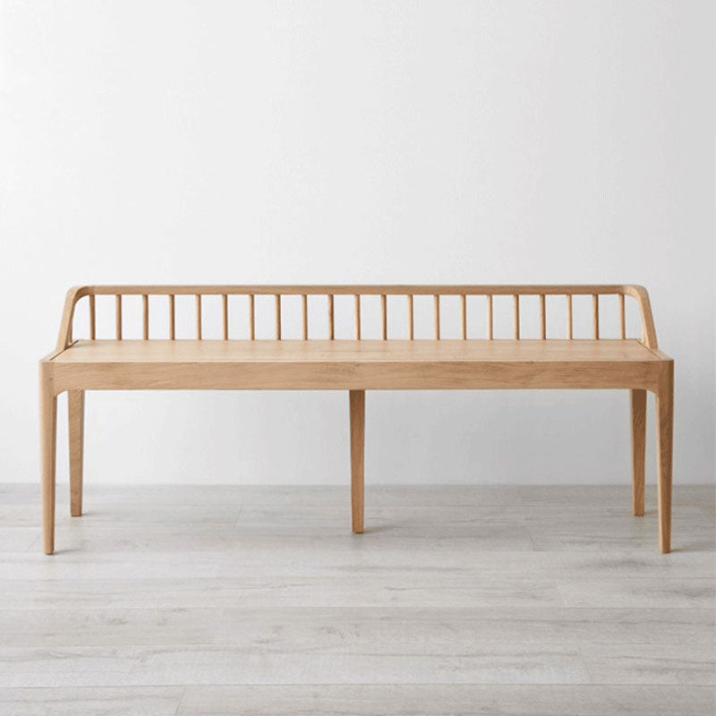 Modern Backrest Seating Bench Solid Wood Rectangle Bench for Entryway