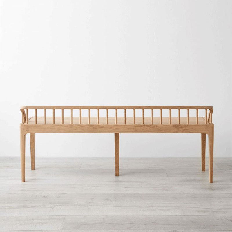 Modern Backrest Seating Bench Solid Wood Rectangle Bench for Entryway