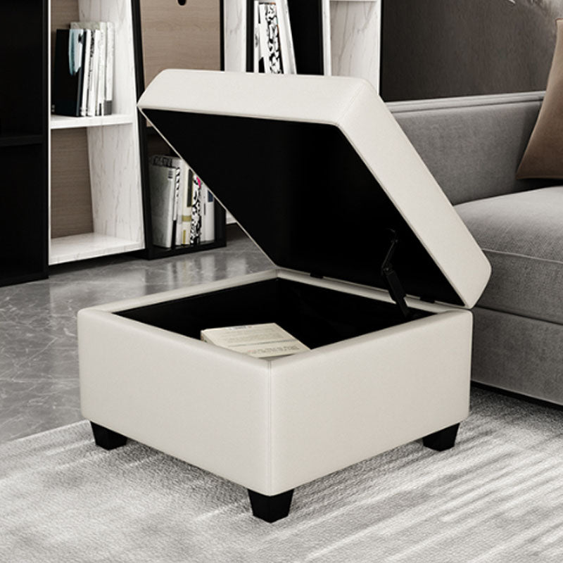 Contemporary Storage Ottomans Square Leather Storage Ottomans with Legs