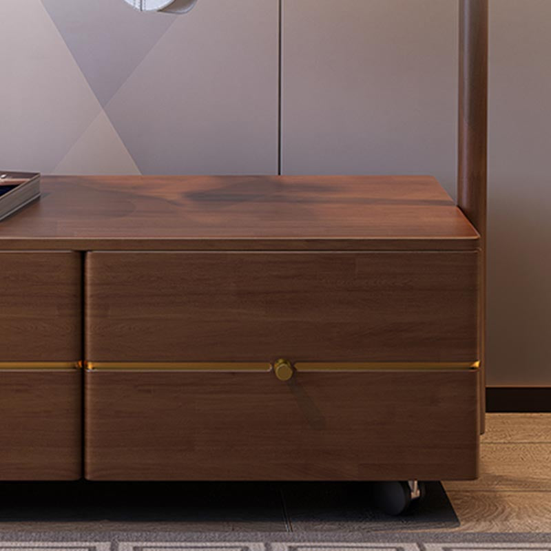 Contemporary Movable Wardrobe Wooden Bedroom Armoire with Drawers