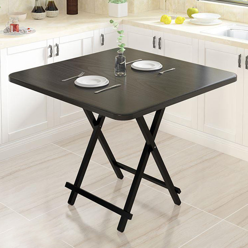 Modern Folding Dining Table Square Wood Top with Metal Legs for Home